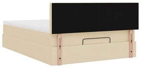 Cama otomana com colchão 140x200 cm tecido creme