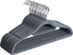 Conjunto 20 Cabides de veludo, 45 x 23,5 x 0,6 cm cinzento claro