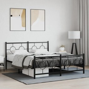 Estrutura de cama com cabeceira e pés 160x200 cm metal preto