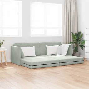 vidaXL Sofá Cama de Chão 2-em-1 Cinza Claro 213x144x60 cm Veludo