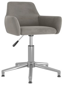 Cadeira de jantar giratória veludo cinzento-claro