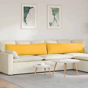 vidaXL Travesseiros de Sofá 2 pcs Amarelo Claro 145 x 40 cm