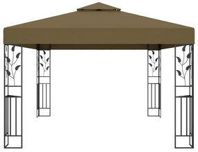 Gazebo com telhado duplo 3x4 m 180 g/m² cinza-acastanhado