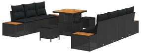 vidaXL Conjunto de Sofá de Jardim 10 pcs Preto Rattan Sintético
