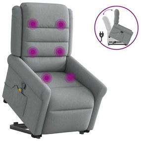 vidaXL Poltrona reclinável massagens tecido cinzento-claro