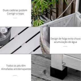 Baú de Armazenamento Baú de Madeira de Jardim com Tampa Abatível e Des
