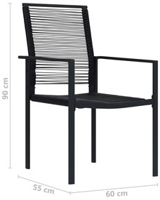 Cadeiras de jardim 4 pcs vime de PVC preto