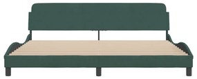 Estrutura de cama sem colchão 200x200 cm veludo verde-escuro