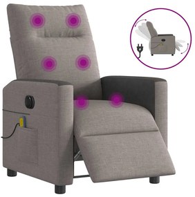 vidaXL Poltrona reclinável massagens elétrica tecido cinza-acastanhado