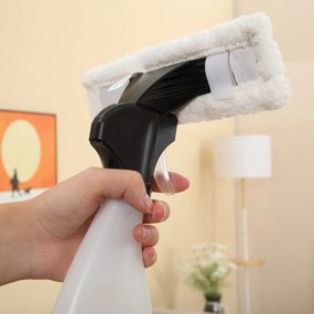 HOMCOM Limpa Vidros Elétrico 2 em 1 Aspirador Limpador de Vidros com Depósito de Água 300ml e Ponta de Borracha Inclui Pulverizador 19,5x12,5x33cm Laranja