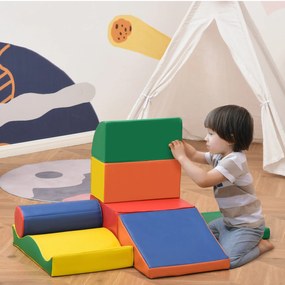 Conjunto de 7 Blocos de Espuma para Crianças de 1-3 Anos Blocos de Construção para Escalar e Gatinhar 60x40x11 cm Multicor