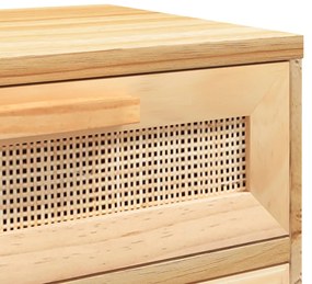 Mesa de cabeceira pinho maciço e vime natural castanho