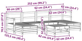 7 pcs conjunto de sofás para jardim pinho maciço branco