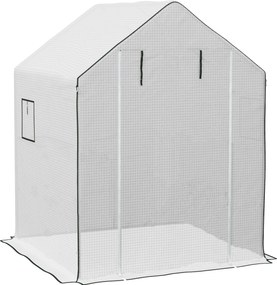 Cobertura de Substituição para Estufa 140x143x190 cm (NÃO INCLUIDA) com Janela Porta Anti-UV Proteção de Plantas para Jardim Branco
