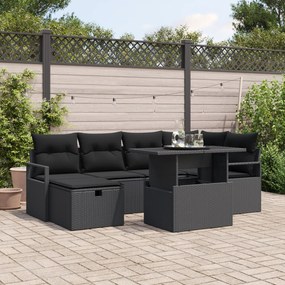 Conjunto de Sofá para Jardim vidaXL com Almofadas Rattan Poliéster Pre