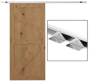 Ferragem para Porta Corredeira 186cm Kit de Acessórios para Porta Corredeira de Madeira com Trilho de Metal e 2 Roldanas Prata