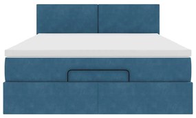 Estrutura de cama otomana com colchão 140x190cm azul escuro