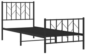 Estrutura de cama com cabeceira e pés 80x200 cm metal preto