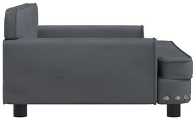 Sofá infantil 90x53x30 cm veludo cinzento-escuro