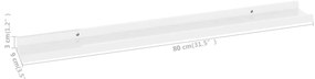 Prateleiras de parede 4 pcs 80x9x3 cm branco brilhante