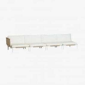 Sofá Modular De Jardim Em Canto De 4 Peças Em Aço Roubly Beige De Amêndoa - Sklum