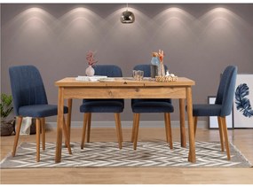 Conjunto de Mesa de Jantar Extensível Santiago – Pinho Atlântico e Azu