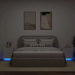 Conjunto de 2 Mesas de Cabeceira Kenobi com Luzes LED - Branco - Desig