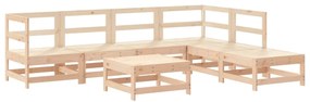 7 pcs conjunto lounge jardim c/ almofadões madeira maciça