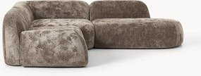 Sofá de canto modular em teddy-bouclé com chaise longue Wolke (4 lugares)