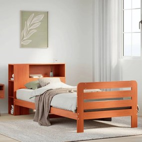 vidaXL Cama sem colchão 75x190 cm madeira de pinho maciça castanho-mel