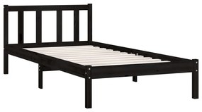 Estrutura de cama com cabeceira 90x200 cm madeira maciça preto