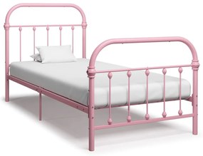 284510 vidaXL Estrutura de cama 90x200 cm metal rosa