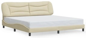 Estrutura de cama com LED sem colchão 200x200 cm tecido creme
