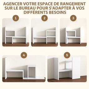 Estante de secretária modular, organizador de secretária multifuncional, 2 peças, MDF, branco