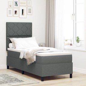 Cama Box Spring com Colchão Cinza Escuro 80x200 cm Tecido