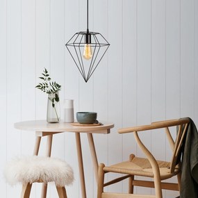 Candeeiro Suspenso Elmas – Preto – 30 x 30 cm