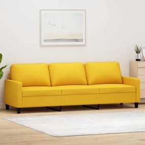 vidaXL Sofá de 3 lugares 210 cm tecido amarelo-claro