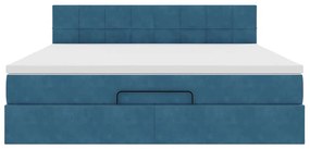 Estrutura de cama otomana com colchão 160x200 cm azul escuro