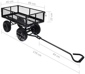 Carrinho de mão para jardim 250 kg preto