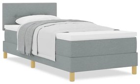 Cama Box Spring com Colchão Cinza Claro 80x200 cm Tecido