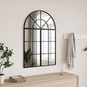 vidaXL Espelho de parede arqueado 60x90 cm ferro preto