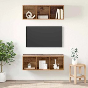 vidaXL Armários de TV Montados na Parede 2 pcs Madeira antiga