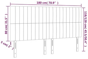 Cabeceira de cama c/ luzes LED veludo 180x5x118/128 cm rosa