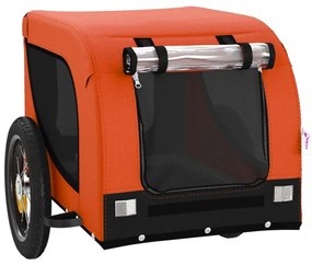 Reboque bicicleta p/ animais tecido oxford/ferro laranja/preto