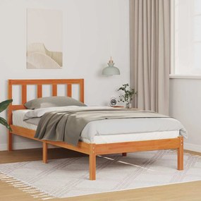 vidaXL Estrutura da Cama com cabeceira Marrom Cera 90 x 190 cm