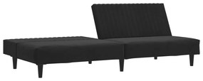 Sofá-cama de 2 lugares veludo preto