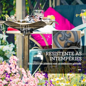 Banho para Pássaros de Jardim Exterior 71 cm com Design Folha de Lótus e Acabamento Envelhecido Leve e Resistente Bronze