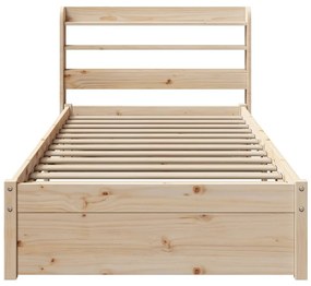Estrutura de cama com cabeceira 75x190 cm pinho maciço