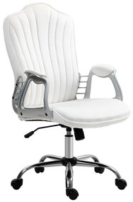 Cadeira de Escritório com Encosto Alto Cadeira para Secretária com Altura Ajustável Função Inclinável 61x62x106-116 cm Branco