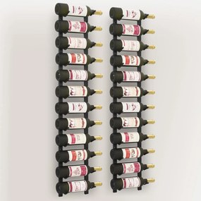 Garrafeiras de parede para 12 garrafas 2 pcs ferro preto